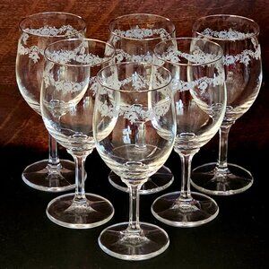 6 Haviland Sweetheart Rose Water Glasses 7.2" Bavaria silver rim romantic floral